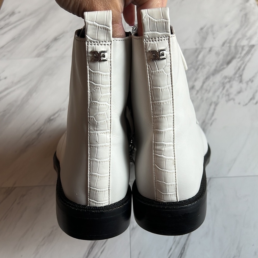 Sam Edelman Nina white leather combat boots lace up shoes size 9.5 boot shoe - Picture 5 of 6